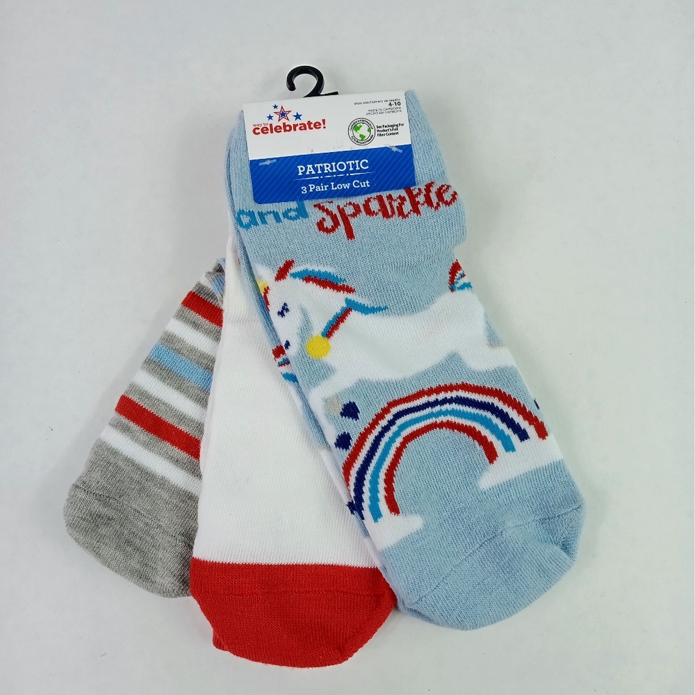 Women's Patriotic Socks 3 Pair Low Cut